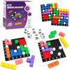 4 Players STEM Puzzle Game The Brain Square with 160000+ Solutions Pattern Matching Blocks Brain Teaser Toy Roll Dice & Race Your Opponent to Fill Grid for Kids Birthday Graduation view 1