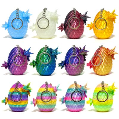12 Pcs 3D Printed Dragon with Egg Inside, Mini Dinosaur Eggs Set Articulated Crystal Dragon Fidget Toys for Kids, Halloween, Birthdays, Christmas Decorations Gifts Indoor Outdoor(Style B)
