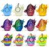 12 Pcs 3D Printed Dragon with Egg Inside, Mini Dinosaur Eggs Set Articulated Crystal Dragon Fidget Toys for Kids, Halloween, Birthdays, Christmas Decorations Gifts Indoor Outdoor(Style B) view 1