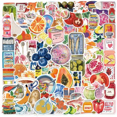 100PCS Cute Food Stickers for Kids, Yummy Food Stickers Snack Hamburger Pizza Cake Donuts, Waterproof Vinyl Stickers for Water Bottle Laptop Skateboard