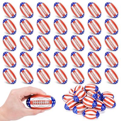 Bensbl 50 Pack Mini Football Stress Balls - American Flag Foam Squeeze Toys for Superbowl Party Favors, Stress Relief, and Patriotic Decorations