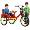 JIYIAN Red,18in,Foldable Kids Passenger Tricycle,Semi-Enclosed Enlarged and Widened Rear Seat and Wear-Resistant Footrests Two Seat Bike for Kids Twins view 1