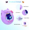 for Tamagotchi Paradise Soft Silicone Case and TPU Clear Screen Protector flim, 360-degree Full Protective with Flower Series Lanyard, Scratch Shock Protection,Purple view 2
