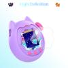 for Tamagotchi Paradise Soft Silicone Case and TPU Clear Screen Protector flim, 360-degree Full Protective with Flower Series Lanyard, Scratch Shock Protection,Purple view 3
