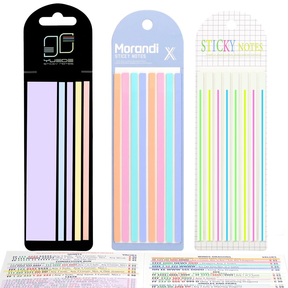 420 Pcs Mahjong Line Finder Reader Notes, Highlighter Tape Stripe, Transparent Sticky Mahjong Cards Rule Reader, Mahjong Accessories for Player, Beginner, No Adhesive Residue & Reusable (Purple)