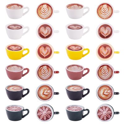 Beadthoven 24Pcs Mini Resin Coffee Cup Fall Dollhouse Miniature Accessories Mini Cute Coffee Mugs Mini Drink Food Tableware Figures Kitchen Ornaments for Micro Landscape Party Decorations DIY Craft