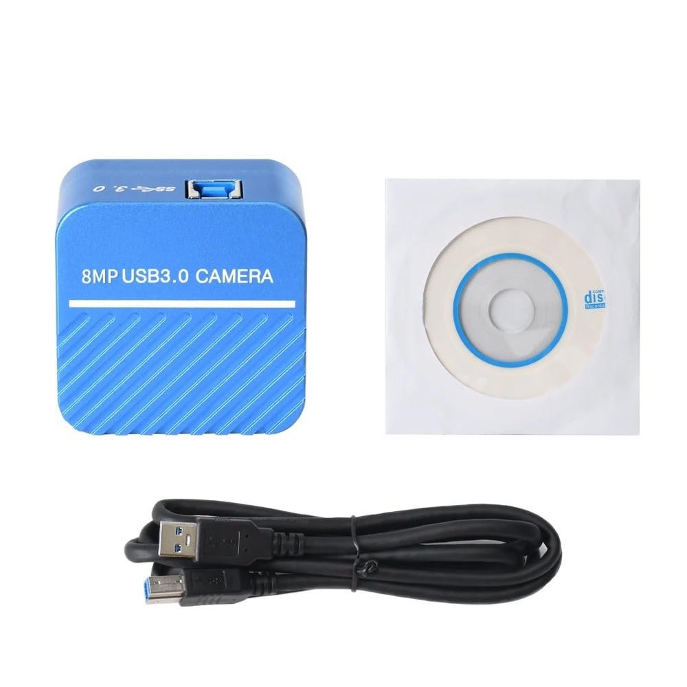 Microscope Accessories Kit 8MP 4K IMX317 Sensor USB 3.0 0.5X Microscope Camera Measurement Electronic Digital Eyepiece for Repair PCB Soldering Microscope Slides(Camera)