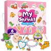 195 Pcs Shrink Plastic Kit with 39 Pre-Cut Patterns,3 Blank Shrink Plastic Sheets,Punch,Scissors,Keychains Lanyards,Tassels,Keychain Making Kit,Shrinky Art Charms,Shrinking Paper Craft Kits DIY Gifts view 1