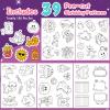 195 Pcs Shrink Plastic Kit with 39 Pre-Cut Patterns,3 Blank Shrink Plastic Sheets,Punch,Scissors,Keychains Lanyards,Tassels,Keychain Making Kit,Shrinky Art Charms,Shrinking Paper Craft Kits DIY Gifts view 3