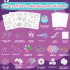 195 Pcs Shrink Plastic Kit with 39 Pre-Cut Patterns,3 Blank Shrink Plastic Sheets,Punch,Scissors,Keychains Lanyards,Tassels,Keychain Making Kit,Shrinky Art Charms,Shrinking Paper Craft Kits DIY Gifts view 4