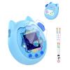 for Tamagotchi Paradise Soft Silicone Case and TPU Clear Screen Protector flim, 360-degree Full Protective with Flower Series Lanyard, Scratch Shock Protection, Blue view 1