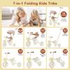 Foldable Kids Tricycle with Adjustable Pedals, Removable Canopy Cup Holder Safe, Portable Toddler Bike Age 18-72 Months view 3
