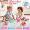 Funwee Steam Track Train Set for Toddlers, Magnetic Connection Train Toys w/Lights & Sounds, Electric Cartoon Choo Choo Train, Toy Train Christmas Birthday Gift for Toddlers 2 3 4 5+ Boy Girl (Pink) view 4