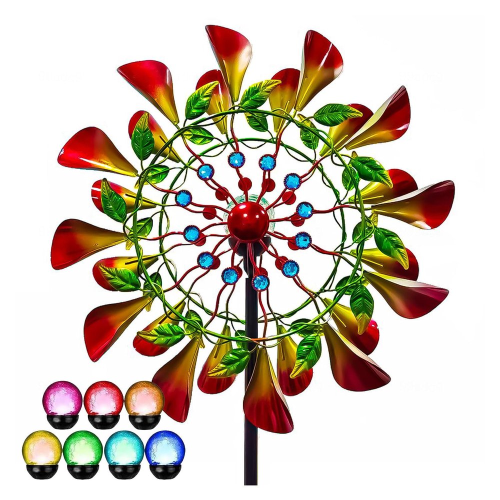 83in Garden Spinners Yard Spinners Metal Lawn Spinners Multi-Color Seasonal LED Lighting Garden Spinners