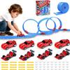 ZHFUYS 20Ft Extra Long Flex Tracks for Kids,Flexible Race Car Track Set with Powerful Pull Back Cars,Suction Cups Compatible with Diecast 1/64th Car Toy,Rolls Up Portable Race Tracks for Ages 3 & Up view 1