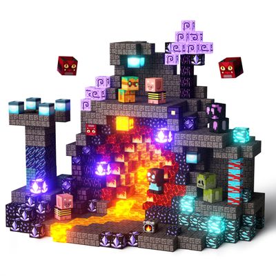 GobiDex 100PCS Magnetic Building Blocks Playset with Light-Up Blocks, STEM Sensory Travel Toys for Kids, Pretend Play Montessori Gifts for Halloween