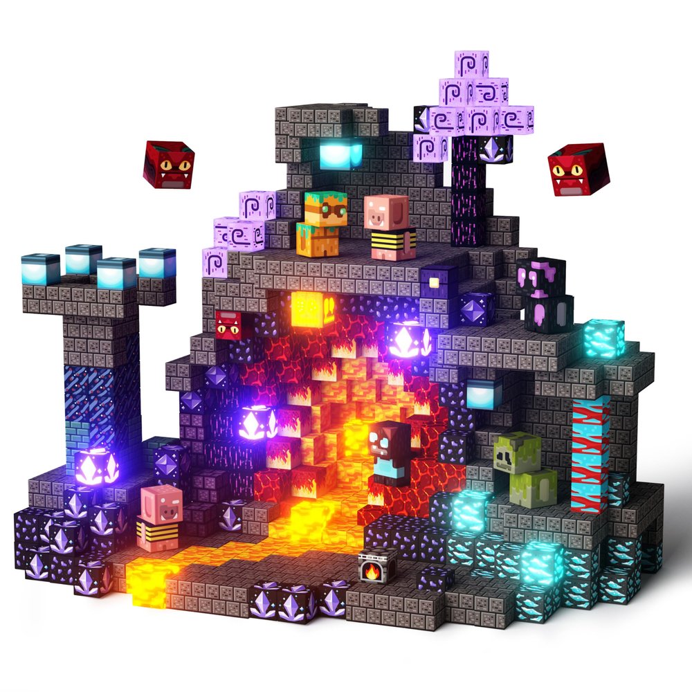 GobiDex 100PCS Magnetic Building Blocks Playset with Light-Up Blocks, STEM Sensory Travel Toys for Kids, Pretend Play Montessori Gifts for Halloween
