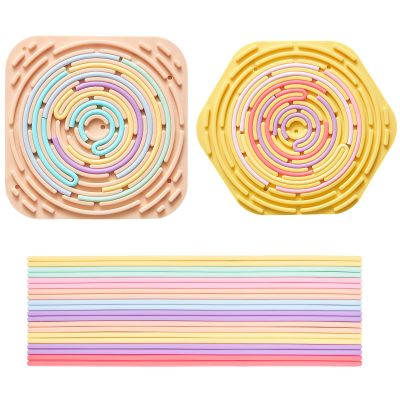 2 Pack Sensory Activity Board with 20 Random-Color Strings, Double-Sided Silicone Sensory Fidget Toy for Kids and Adults with Autism, ADHD, Silent, Stress Relief, Calming, Focus, Gift for Girls Boys