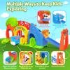 BAYSING Toys for Toddler 1, 2, 3 Year Old Boy and Girl, Zoo Animal Slide Playset with 4 Animal Cars, Open-Ended Interactive Toy for Cultivate Imagination, Gifts for 12-18+ Months Kids view 2
