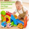 BAYSING Toys for Toddler 1, 2, 3 Year Old Boy and Girl, Zoo Animal Slide Playset with 4 Animal Cars, Open-Ended Interactive Toy for Cultivate Imagination, Gifts for 12-18+ Months Kids view 3