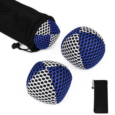 AHIER 3 Packs Juggling Balls for Beginners and Professionals Set with Storage Bag, 4.2 oz Soft Colorful Juggling Balls Starter Set for Developing Motor Coordination and Juggle Skills (Blue - White)