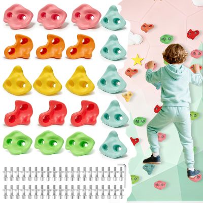 20 PCS Large Rock Climbing Holds for Kids, Extra Large Climbing Rock Wall Grips, Adult Rock Wall Holds Rock Wall Climbing Kit with Hardware for Indoor and Outdoor Climbing Wall HoldsPastel Color
