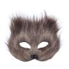 Halloween Fur Fox Mask, Therian Faux Furry Cat Masks,Plush Animal Mask Cosplay for Carnival Masquerade Women Girls view 1