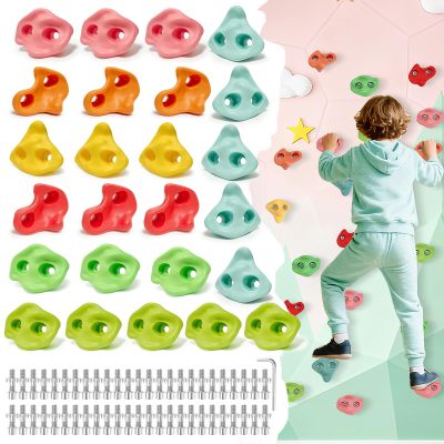 25 PCS Large Rock Climbing Holds for Kids, Extra Large Climbing Rock Wall Grips, Adult Rock Wall Holds Rock Wall Climbing Kit with Hardware for Indoor and Outdoor Climbing Wall HoldsPastel Color