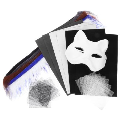 BUTIFULSIC 1 Set Paintable Cat Masquerade Masks: Diy Craft Kit With Felt Sheets For Halloween Cosplay Birthday Parties And Artistic Decoration