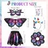 5PCS Butterfly Costume for Girls, Butterfly Wings Kids Skirt Stickers Mask and Bug Antenna Headband for Halloween view 2