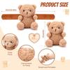 Ceenna 16 Pcs Bear Stuffed Animal Slap Bracelets Party Favors Plush Slap Bracelets Bulk 8.66 Inch Wristband for Valentine Galentines Gift Classroom Prizes Wedding Birthday Baby Shower, Brown view 2