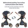 2 in 1 Baby Stroller,Infant Stroller Convertible,High Landscape Baby Carriage,Foldable Pushchair with Adjustable Canopy(Blue) view 3