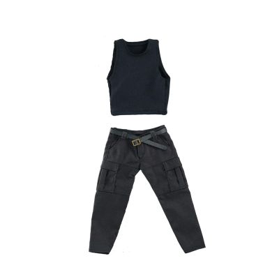 1/12 Action Figure Clothes,Two-Piece Set for 6" Strong Male Action Figures,1:12 Scale mininature Clothing Suit. (Black Vest and Pants)