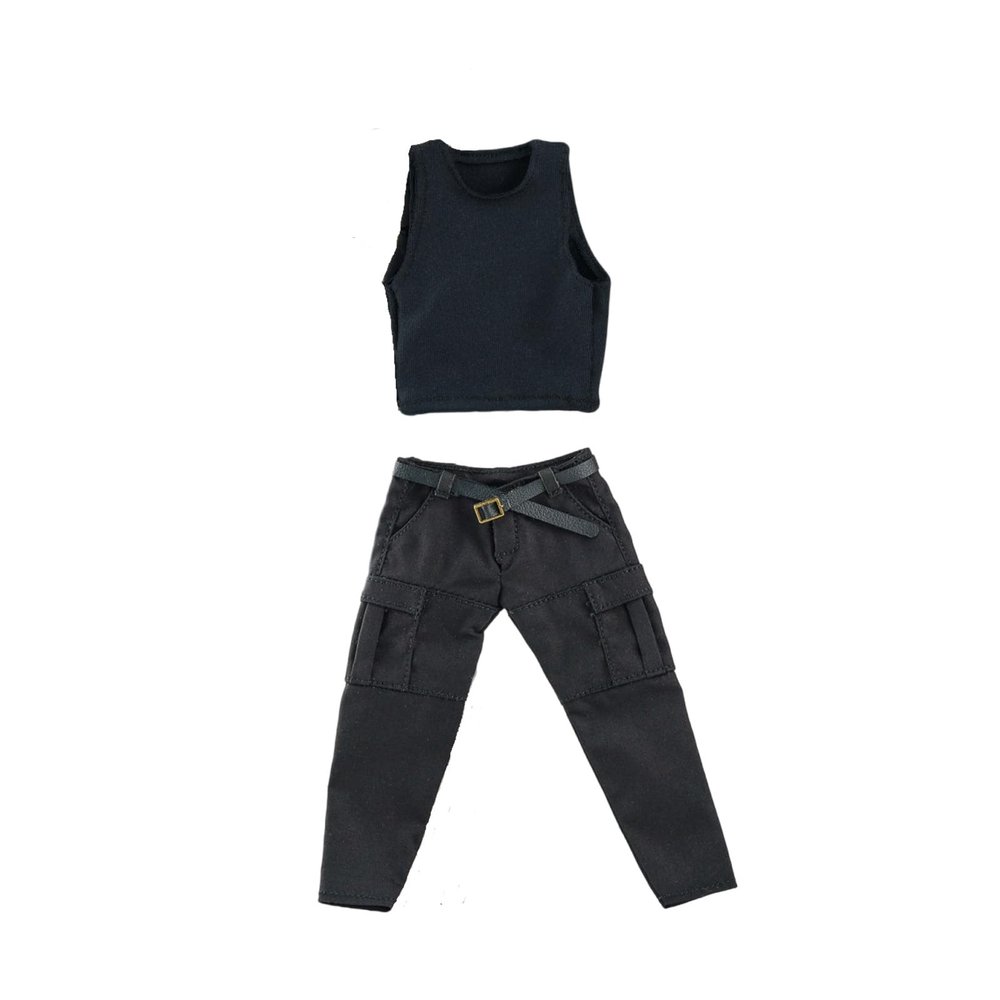 1/12 Action Figure Clothes,Two-Piece Set for 6" Strong Male Action Figures,1:12 Scale mininature Clothing Suit. (Black Vest and Pants)