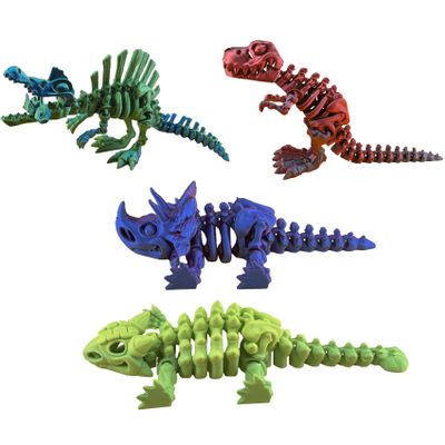 JASSBOOY 3D Printed Dinosaur Animals.Articulated Tyrannosaurus Rex Stegosaurus Triceratops,Mystery Crystal Dinosaur Flexible,Flexible Gift Desk Home Decoration