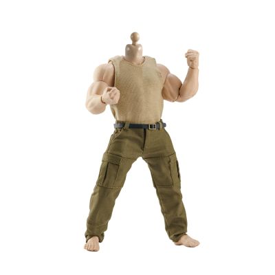 1/12 Action Figure Clothes,Two-Piece Set for 6" Strong Male Action Figures,1:12 Scale mininature Clothing Suit. (Khaki Vest and Army Green Pants)