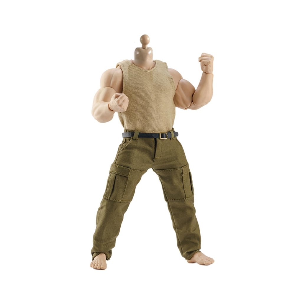 1/12 Action Figure Clothes,Two-Piece Set for 6" Strong Male Action Figures,1:12 Scale mininature Clothing Suit. (Khaki Vest and Army Green Pants)