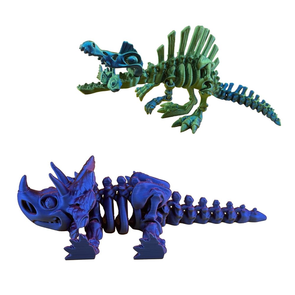 JASSBOOY 3D Printed Dinosaur Animals.Articulated Tyrannosaurus Rex Stegosaurus Triceratops,Mystery Crystal Dinosaur Flexible,Flexible Gift Desk Home Decoration