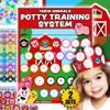17PC Toddler Farm Animal Potty Training Chart Behavior Chart for Toddlers, Potty Chart, Toddler Reward Stickers, Reward Chart for Kids, Crown & Activity Board by LIL ADVENTS Mini Milestones + eBook view 1