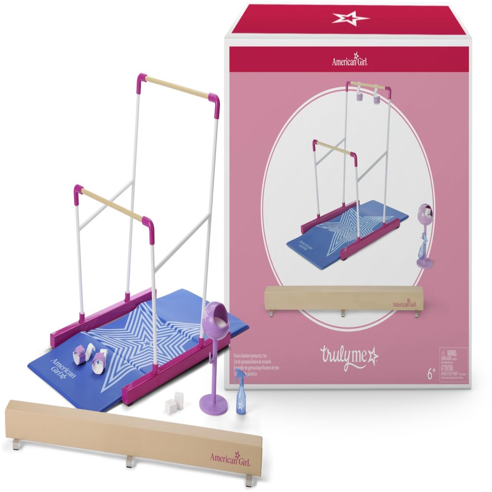 American Girl Truly Me, 18-inch Doll Playsets, Dream Routine Gymnastics Set, with Pretend Chalk 9 pcs, Ages 5+ Years