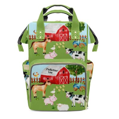 LiSoAkWE Farm House Animals Life Customizable Large Capacity Diaper Bag Personalized Name,Waterproof Multi-Function Mommy Bag with Thermal Pockets for Girls Boys