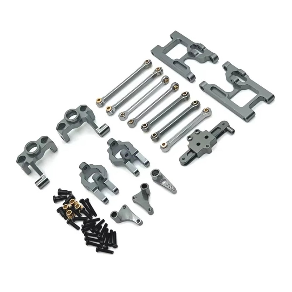 RC Pull Rod For WLtoys 124006 12427 12427 12428 1/12 For Swing Arm C For Seat Steering Cup Servo Arm Rod Support Rod Connecting Rod Set RC Car Parts(Gray)