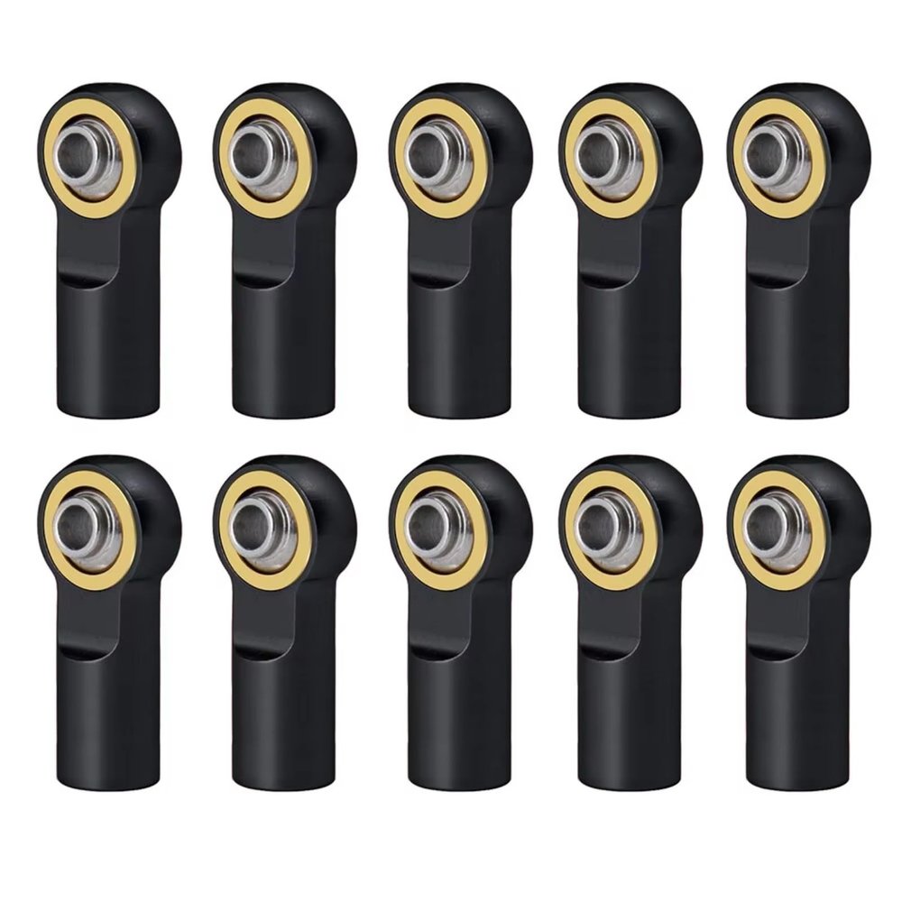 RC Car Parts for AXIAL for SCX10 D90 D110 for Tamiya CC01 for Racing 1/10 10Pcs Metal M3 Aluminum Link Rod Tie Rod End Ball Joint RC Car Parts Replacement(Black)