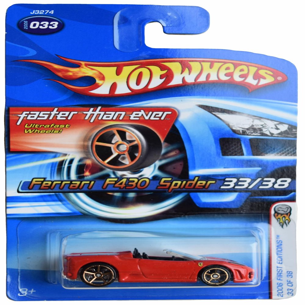 Hot Wheels Ferrari F430 Spider, 2006 First Editions 33/38 [red] Faster Than Ever #33