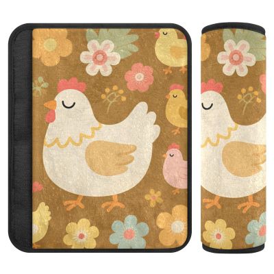 Car Seat Belt Pads Covers 2 Pcs Breathable Auto Seatbelt Shoulder Pad for Adults Youth Kids M Chick & Floral Garden