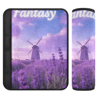 Car Seat Belt Covers 2 Pack Soft Auto Seatbelt Shoulder Pad for Women Men Kids S Fantasy Lavender Windmill