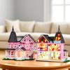 1349PCS Pink Palace House Building Set, Halloween Haunted House Blocks Toy, with Lights Christmas for Teens Girls 12+ Halloween House Kit for Kids Adults view 3