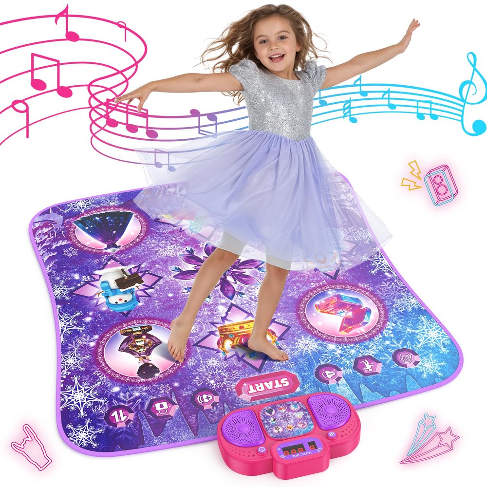 Dance Mat Toys - 8-Button Frozen Toys for Girls Electronic Dance Pad with 5 Game Modes, Touch Sensitive Kids Musical Mat Toy Christmas & Birthday Gift for 3 4 5 6 7 8 9 10+ Years Old Girls(Purple)