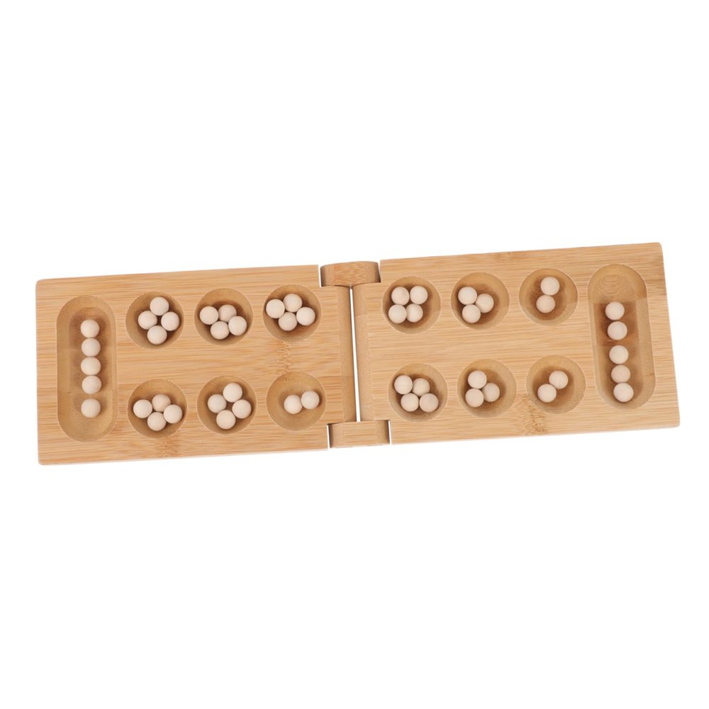 Didiseaon Folding Mancala Chess Educational Game for Natural Non Toxic Material Memory and Logic Development Plaything for Family and Travel Khaki