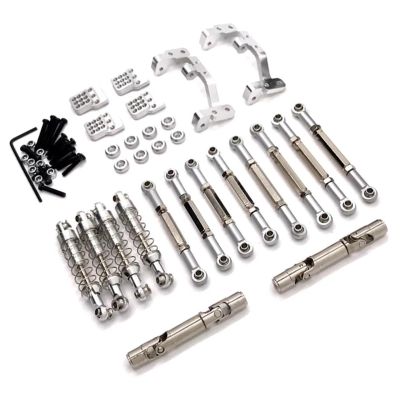 SKDUBRW RC Car Accessories for WPL C14 C24 C24-1 C54 1/16 Metal for Chassis Link Rod Pull Rod Mount Shock Absorber Drive Shaft Set Modification rc Cars Upgrade Parts(Silver)